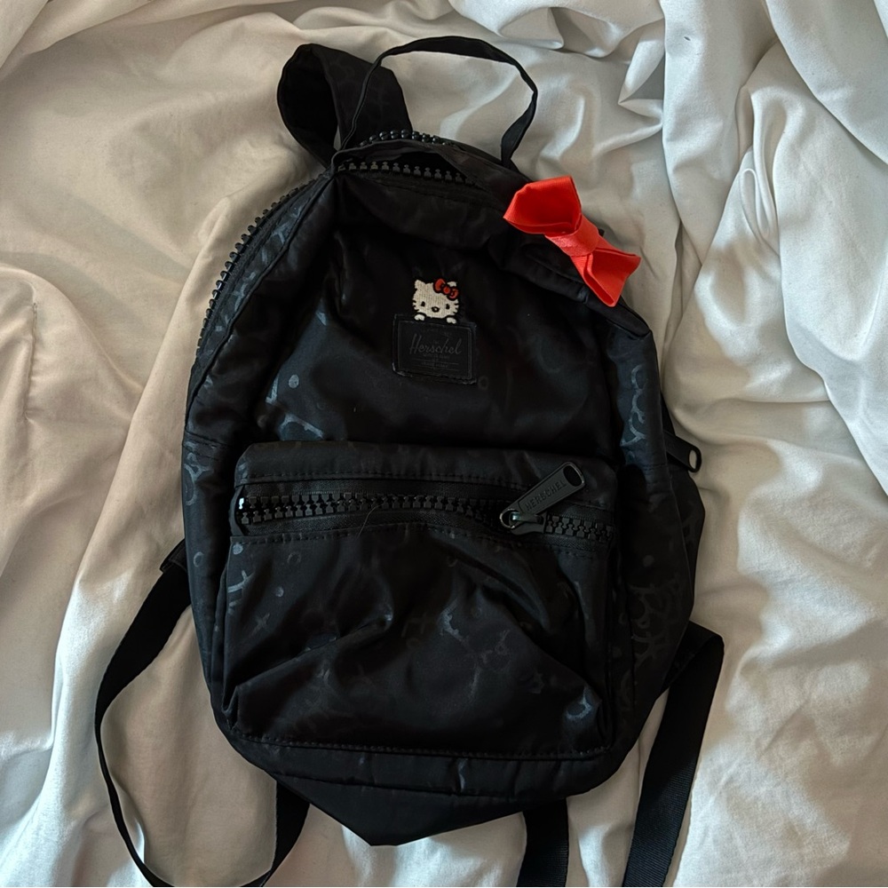 Hello Kitty Black Backpack with Red Bow
